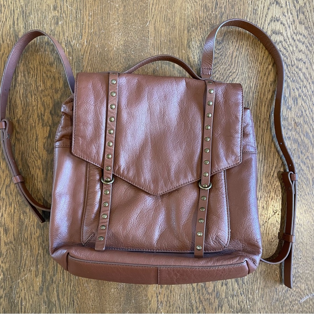 Lucky Brand Leather LK Vamp Backpack Purse Brown